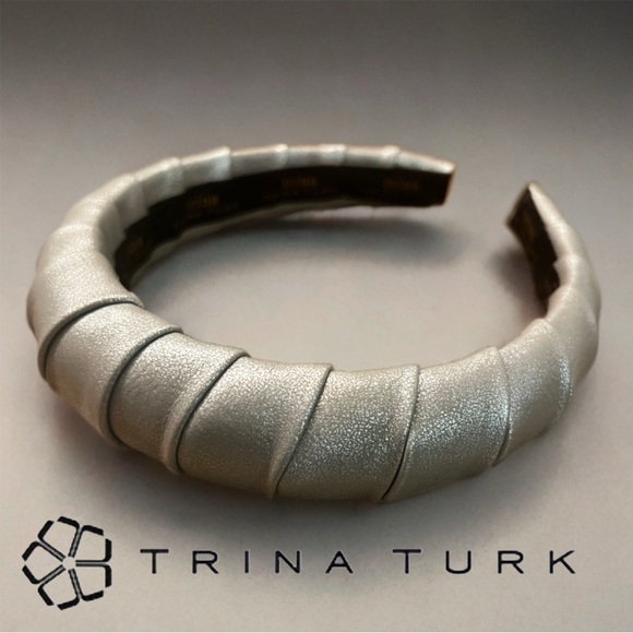 TRINA TURK silver faux leathered wrapped headband - Picture 1 of 9